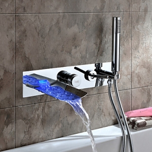 Rolya In wall Mounted LED WATERFALL Bathtub Faucet Bath Filler Taps