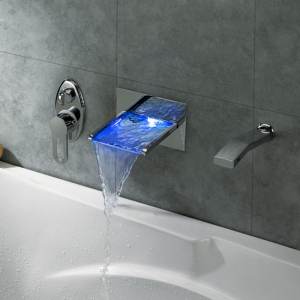 Rolya LED 3pcs wall mounted tub faucet